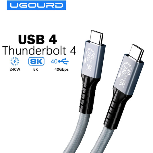 UGOURD USB4 Cable 40Gbps 240W Thunderbolt 4 Type C Fast Charging Cable Thunderbolt3 USB C to C Data Transfer  Cable For eGPU