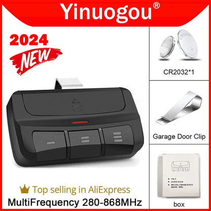 Garage Remote Control Clone Multifrequency 287MHz-868MHz Garage Door Opener Gate Control 3 Buttons Includes Car Sun Visor Clip