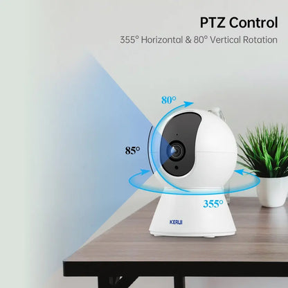 KERUI 3MP Tuya Smart Mini WiFi IP Camera Indoor Wireless Home Security AI Human Detect CCTV Surveillance Camera Auto Tracking