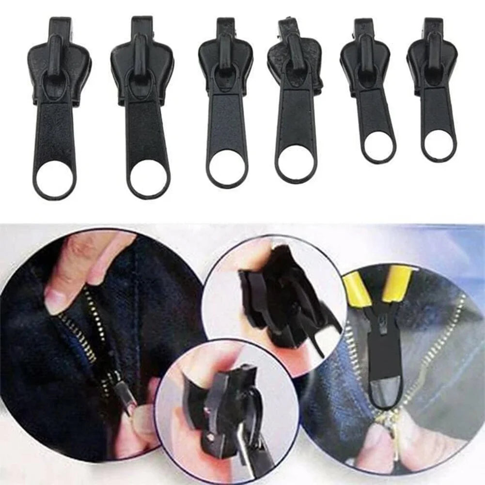 6pcs Instant Zipper Universal Instant Fix Repair Kit Replacement Zip Slider Teeth Multifunctional Clothing Replacement  Zipper