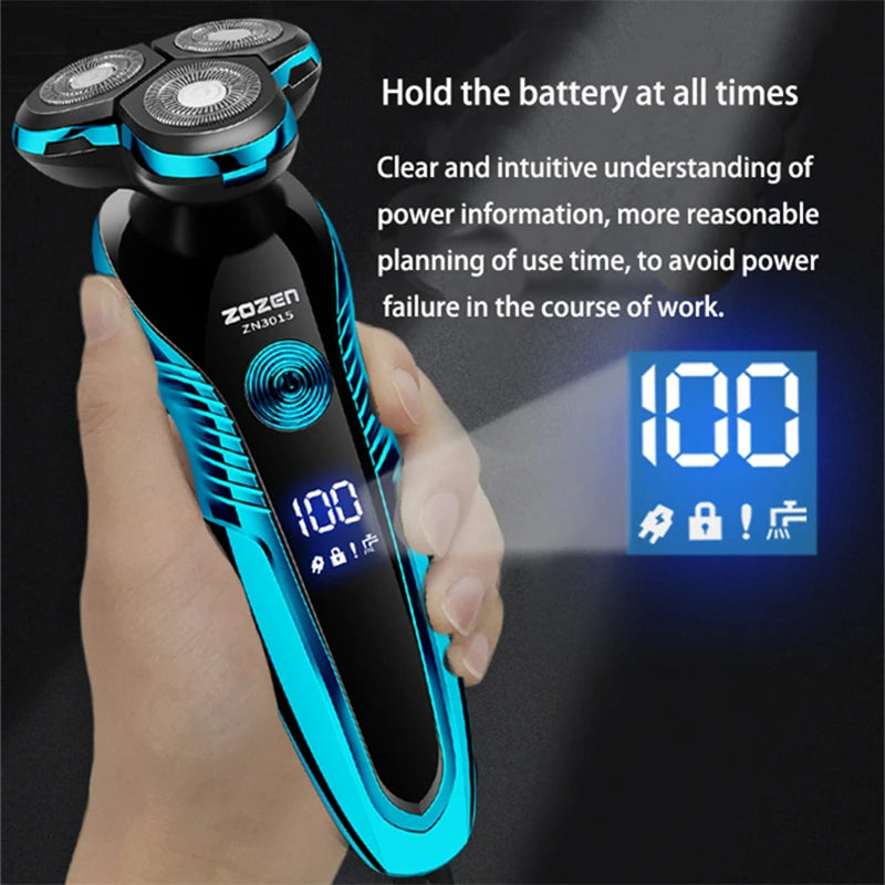 Electric Shaver Washable Rechargeable Electric Razor Hair Clipper Cutting Shaving Machine for Men Beard Trimmer Wet-Dry Dual Use