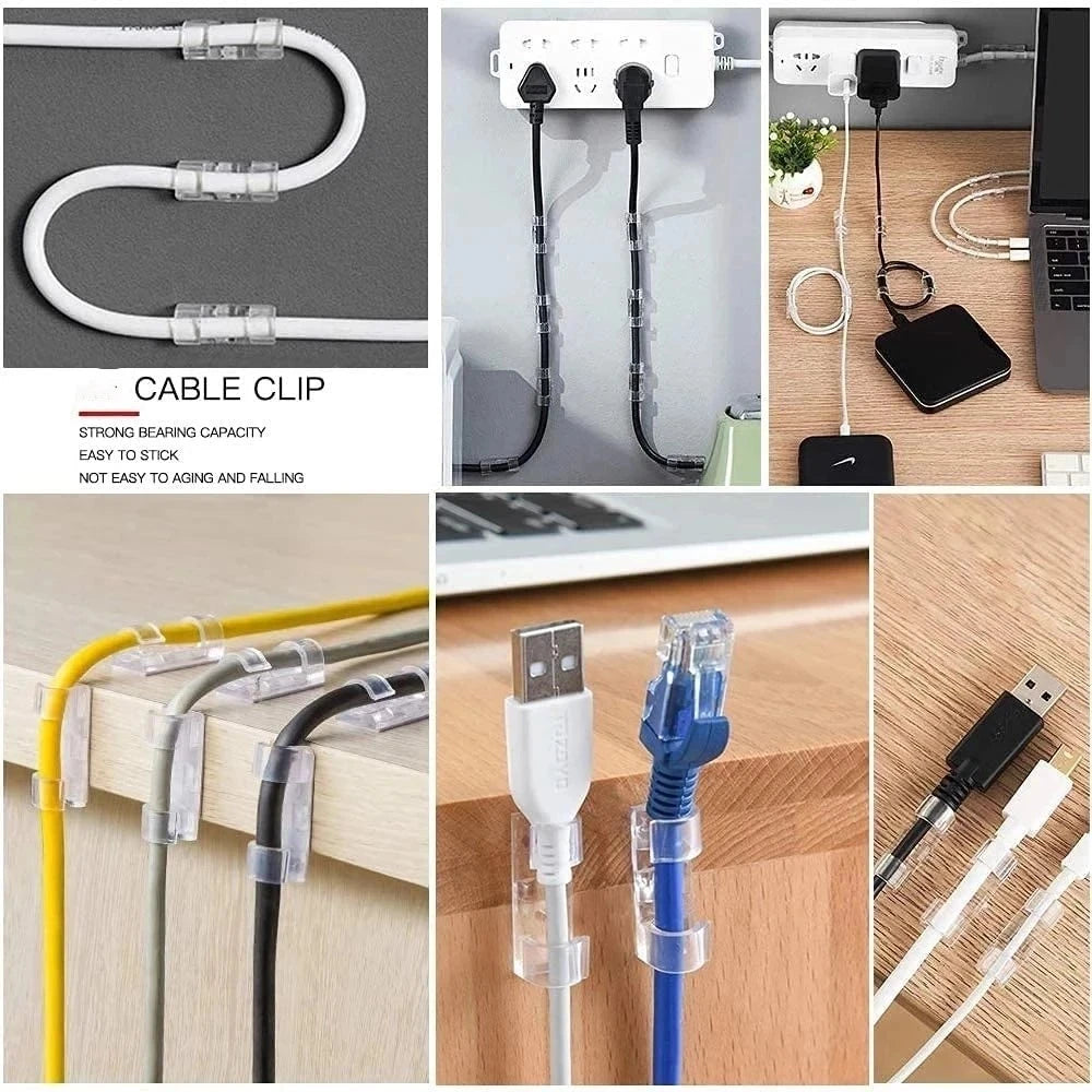 20/5PCS USB Cable Organizer Clips Wire Winder Holder Earphone Mouse Cord Clip Protector Management Adhesive Hooks Desk Clamp