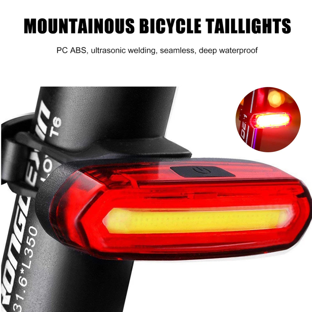 Bike Tail Light LED Bike Front Rear Light Bicycle Waterproof USB Rechargeable Mountain Riding Cycling Tail Lamp Bicycle Light