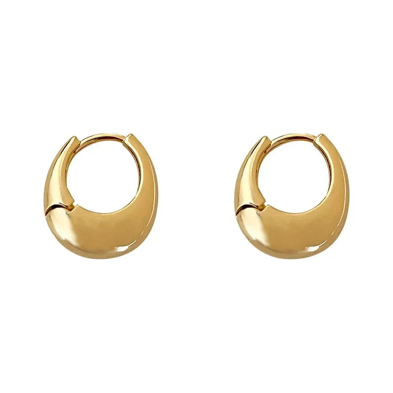 Stainless Steel Smooth Metal Chunky Hoop Earrings for Women Girls Fashion Round Circle Hoops Statement Earrings Punk Jewelry