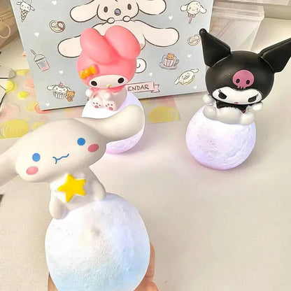 Sanrio Hello Kitty Kuromi Cinnamoroll Night Light Glowing Children Toy Bedside Lamp Anime Kawaii Cute Children Kid Present Gifts