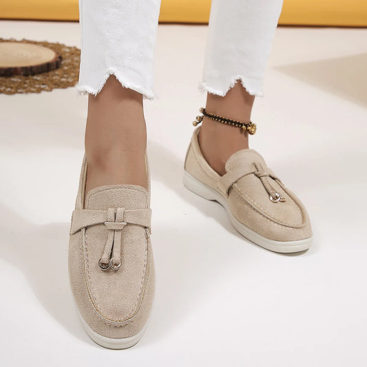 New Women Loafers Slip on Ladies Flats Shoes Brand Spring Autumn Casual Flat Shoes Leather Cashmere Single Shoes Plus Siz 36