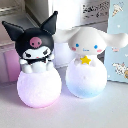 Sanrio Hello Kitty Kuromi Cinnamoroll Night Light Glowing Children Toy Bedside Lamp Anime Kawaii Cute Children Kid Present Gifts