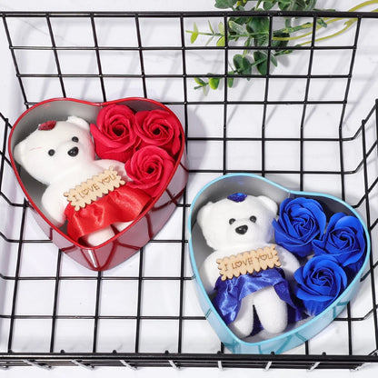 Bear Soap Rose Love Gift Box Romantic Valentines Day Mother Day Gift Wedding Birthday Flower Room Decoration Home Party Supplies