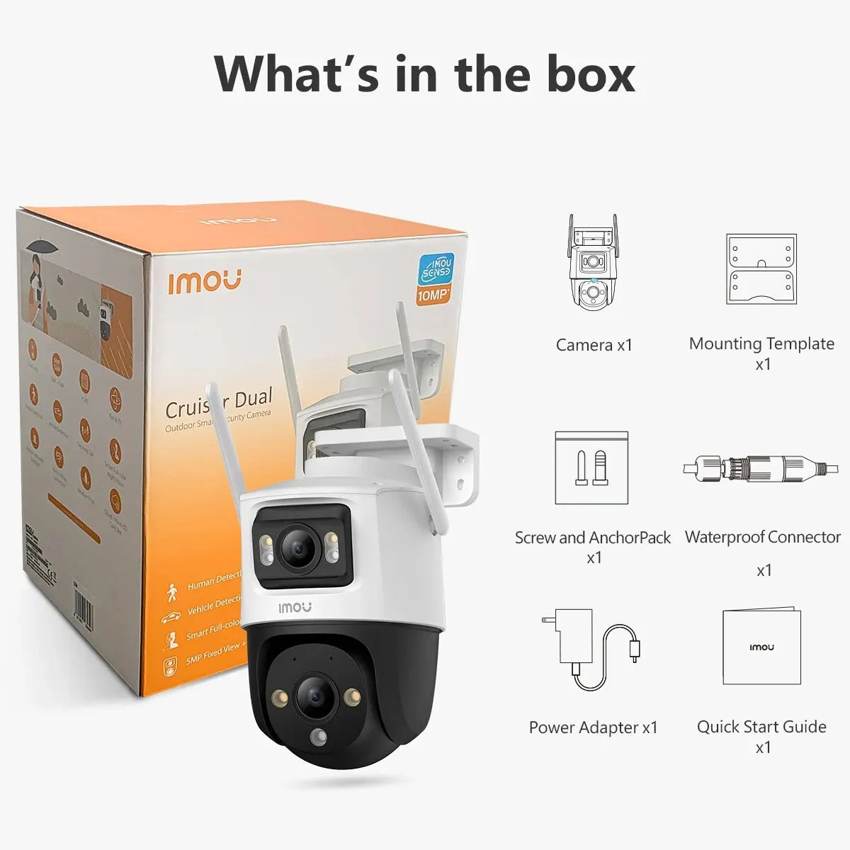 IMOU Cruiser Dual 8MP/10MP Dual Lens Outdoor PT Camera Home Security IP Camera AI Human & Vehicle Detection Surveillance Camera