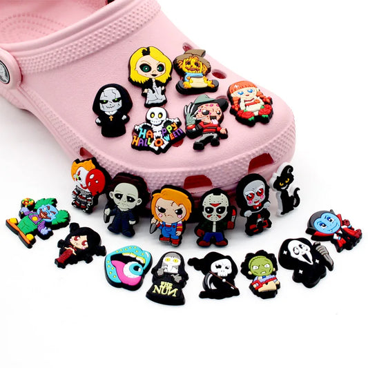 Horror Theme 1pcs Cartoon Halloween Shoe Charms Funny DIY Clogs Accessories Button Decorate Kids Boys Girls Festival Party Gifts