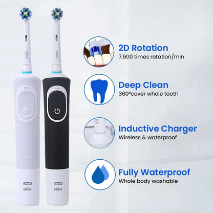 Oral B D100 Electric Toothbrush 2D Vitality Cleaning Teeth Brush Waterproof Electronic Teeth Brush Inductive Charger With Timer