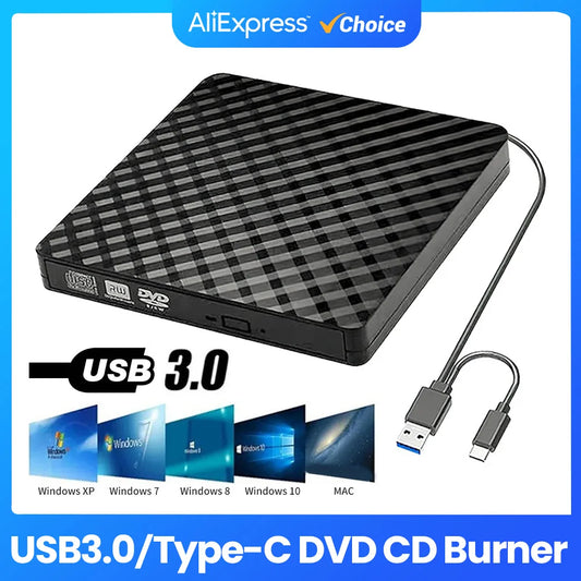 2in1 USB3.0 TypeC Slim External DVD RW CD Writer Drive Burner Reader Player Optical Drives For Laptop PC DVD Burner DVD Portatil