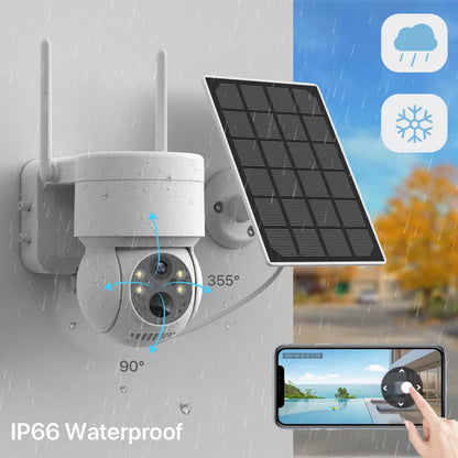 WiFi PTZ Camera Outdoor Wireless Solar IP Camera 4MP HD Built-in Battery Video Surveillance Camera Long Time Standby iCsee APP