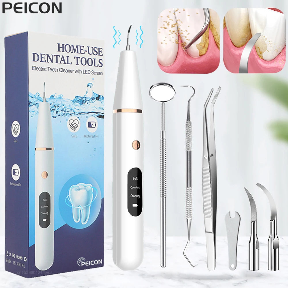 Ultrasonic Dental Scaler For Teeth Tartar Stain Tooth Calculus Remover Electric Sonic Teeth Plaque Cleaner Dental Stone Removal