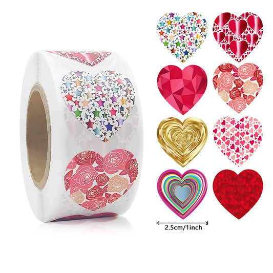 50-500pcs 1inch Red Heart Stickers for Valentine's Day Baking Packaging Sticker Envelope Seals Love Decorative Stickers