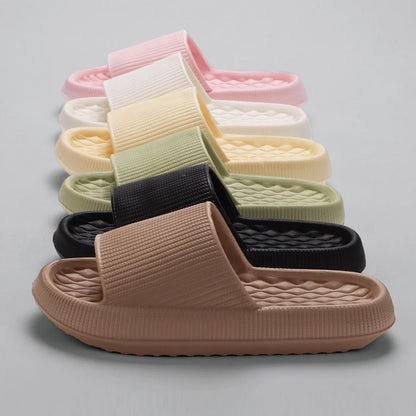 Eva Thick Platform Cloud Slippers Women Soft Sole Pillow Slides 2024 Summer Beach Sandals Woman Non Slip Bathroom Home Shoes