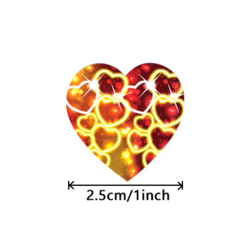 50-500pcs 1inch Red Heart Stickers for Valentine's Day Baking Packaging Sticker Envelope Seals Love Decorative Stickers