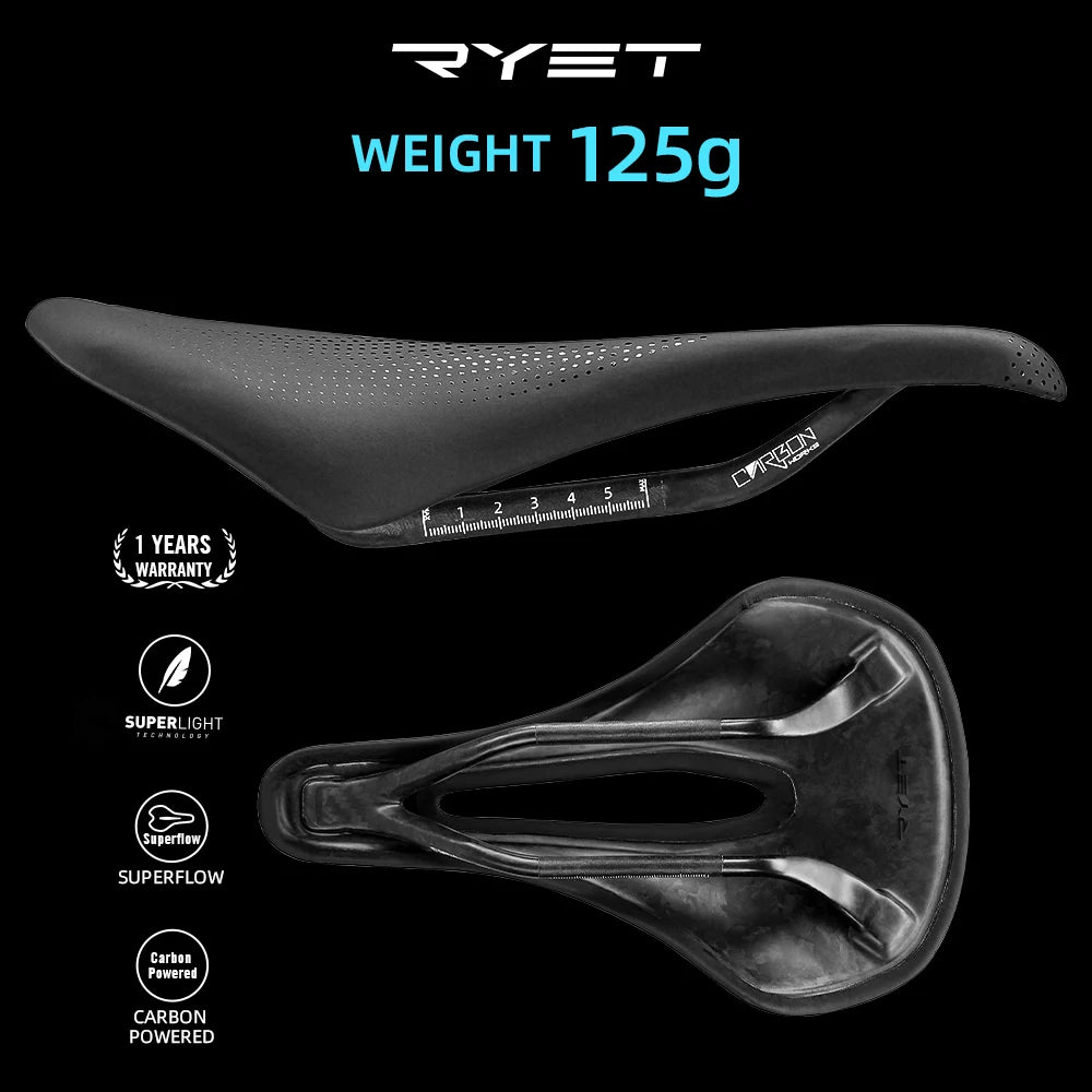 RYET 3D Printed Bike Carbon Saddle 140mm 143mm Super Light Road MTB Racing Saddles Bicycle Seat Cushion Cycling Seating Parts