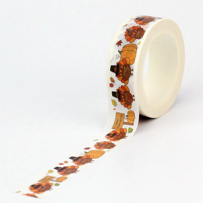 NEW 10pcs Deco Happy Thanks Giving Day Pumpkin Turkey Washi Tapes for Gift Wrap Masking Tape Cute Journal Stationery Supply