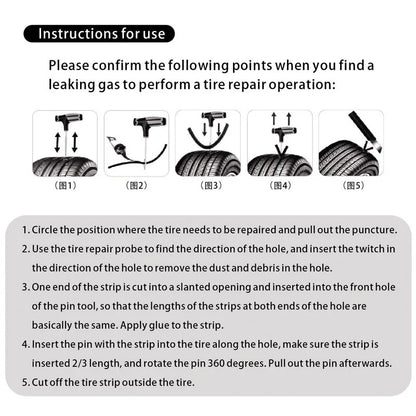 Car Tire Repair Kit Puncture Plug Tools Tyre Puncture Emergency for Tire Strips Stirring Glue Repair Tool Kit