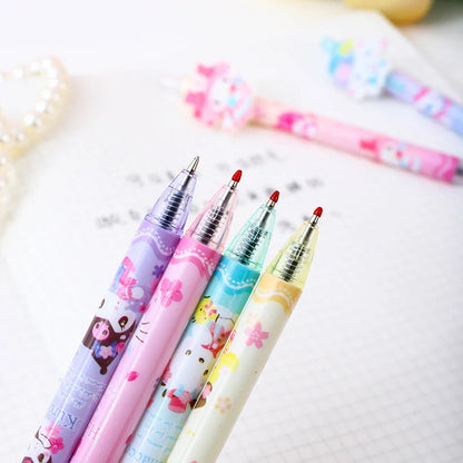 New Sanrio 24/48pcs Gel Pen Kawaii Student Stationery School Supplies 0.5 Black Cartoon Patch Press Pen Cute Press Office Gift