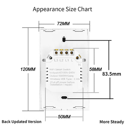 Tuya US WiFi Smart Wall Switch RF433 1/2/3 Gang No Neutral Wire Touch Sensor LED Light Switches Smart Home Alexa Google Home