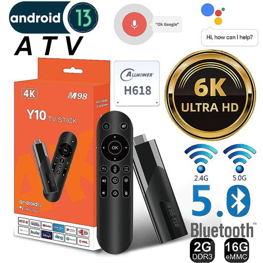 LEMFO ATV Mini TV Stick Android 13 Allwinner H618 Quad Core Cortex A53 Support 8K Video 4K Wifi6 BT5.2 Voice Remote Smart TV Box