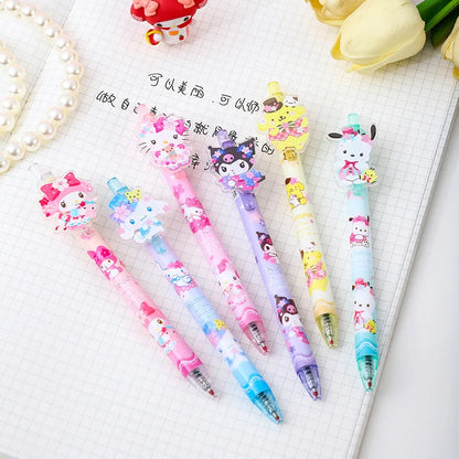 New Sanrio 24/48pcs Gel Pen Kawaii Student Stationery School Supplies 0.5 Black Cartoon Patch Press Pen Cute Press Office Gift