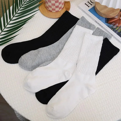 1/3Pairs Street Long Socks Women Solid Color Coarse Knitted Warm Middle Tube White Warmer Autumn Winter Crochet Sox Boot Cuffs