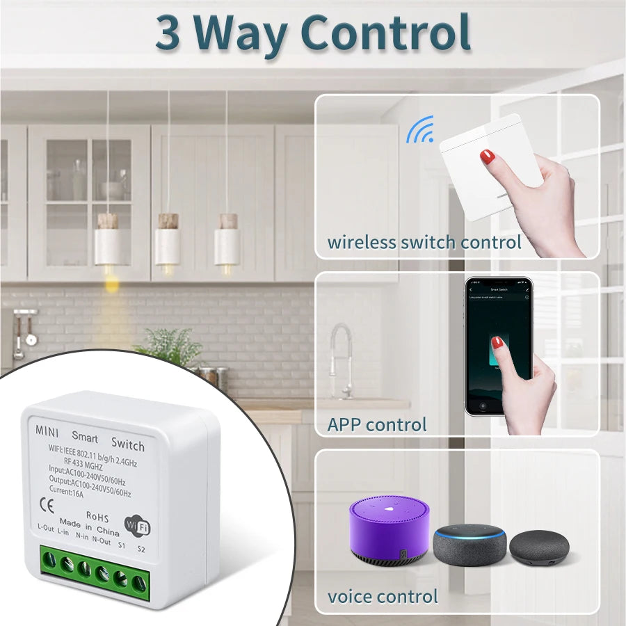 Tuya Smart WiFi Switch For Lighting RF 433MHz Wireless Switch Smart Life APP Voice Control Work With Alexa Google Home Alice