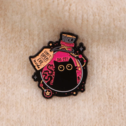 Black Cat Enamel Pin Funny Witch Brooches for Women Men Lapel Pin Backpack Bags Badges Halloween Gifts Clothing Accessories