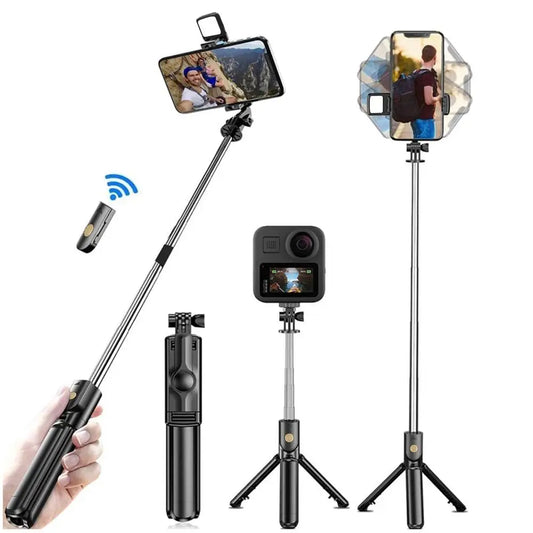 Wireless Selfie Stick Tripod Stand with Light Bluetooth Remote Extendable Tripod for iPhone Mobile Phone Tiktok Live Streaming