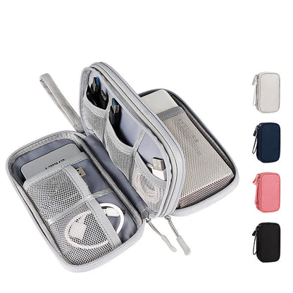 Data Cable Storage Bag Waterproof Travel Organizer Bag Portable Carry Case Double Layers Storage Bag for Cable Cord USB Charger