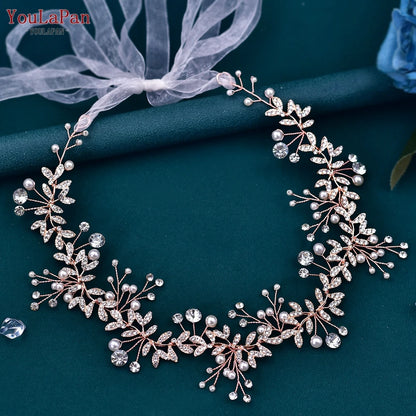 YouLaPan SH233 Rhinestone Wedding Dress Sash Belt Alloy Leaf Bridal Belts Women Robe Evening Gown Belt Wedding Accessories