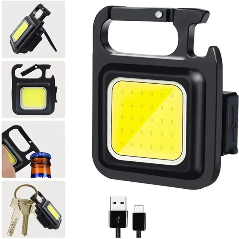 LED Working Light USB Rechargeable Mini Flashlight Portable Bright Keychain Pocket Clip Lantern Outdoor Hiking Fishing Camping