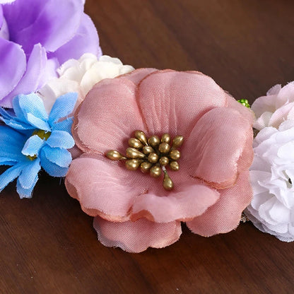 3 Design Artificial Flower Wreath Bride Women Flower Crown Hair Band Wedding Floral Headband Garland Ribbon Girl Hair Accessorie