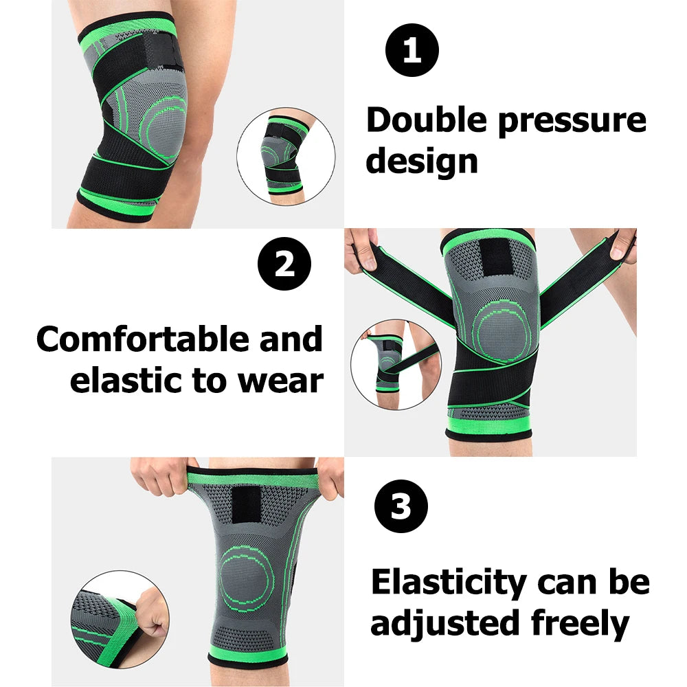 2PCS Knee Pads Sports Pressurized Elastic Kneepad Support Fitness Basketball Volleyball Brace Medical Arthritis Joints Protector