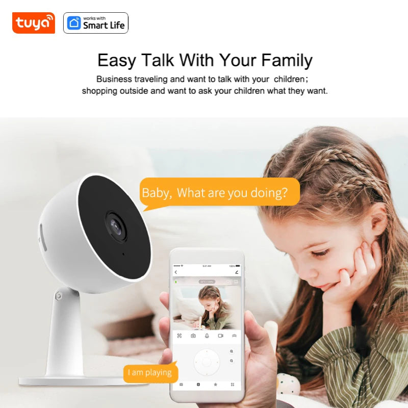 Tuya Smart 1080p Wi-Fi Smart Home Security Camera 2MP, HD,Real-time APP Alerts, 2-Way Audio, with Motion Tracking for Baby & Pet