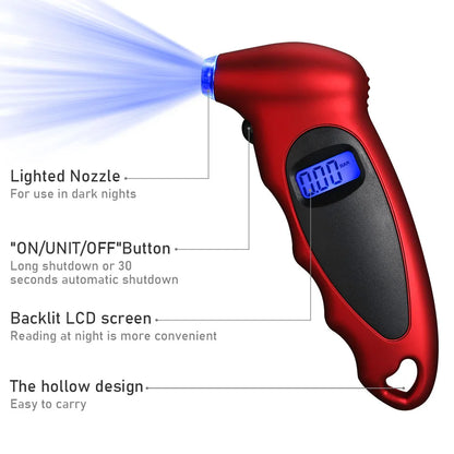 New Digital Tire Pressure Gauge Backlight LCD Tyre Air Monitoring Meter 150PSI High Precision Handheld Tester Tool for Car Truck