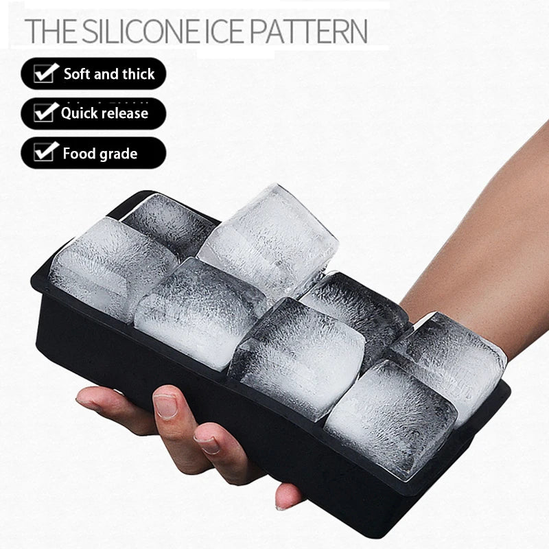 4/6/8/15 Grid Big Ice Tray Mold Giant Jumbo Large Food Grade Silicone Ice Cube Square Tray Mold DIY Ice Maker Ice Cube Tray