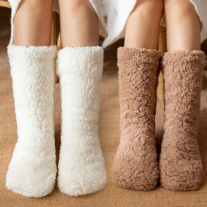 Thickened Winter Cotton Socks Women Warm Home Slipper Solid Color Socks Girl Cute Christmas Gift Female Funny Sleep Floor Socks