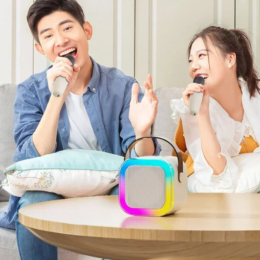 K12 Karaoke Machine Portable Bluetooth 5.3 PA Speaker System with 1-2 Wireless Microphones Home Family Singing Children's Gifts