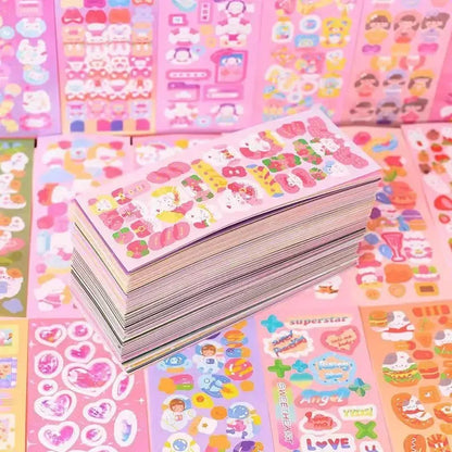 20-200PCS No-Repeated Kawaii Stickers for Kids Cute Set Pack DIY Material Decoration Sticker Laser Laptop Scrapbook Sticker