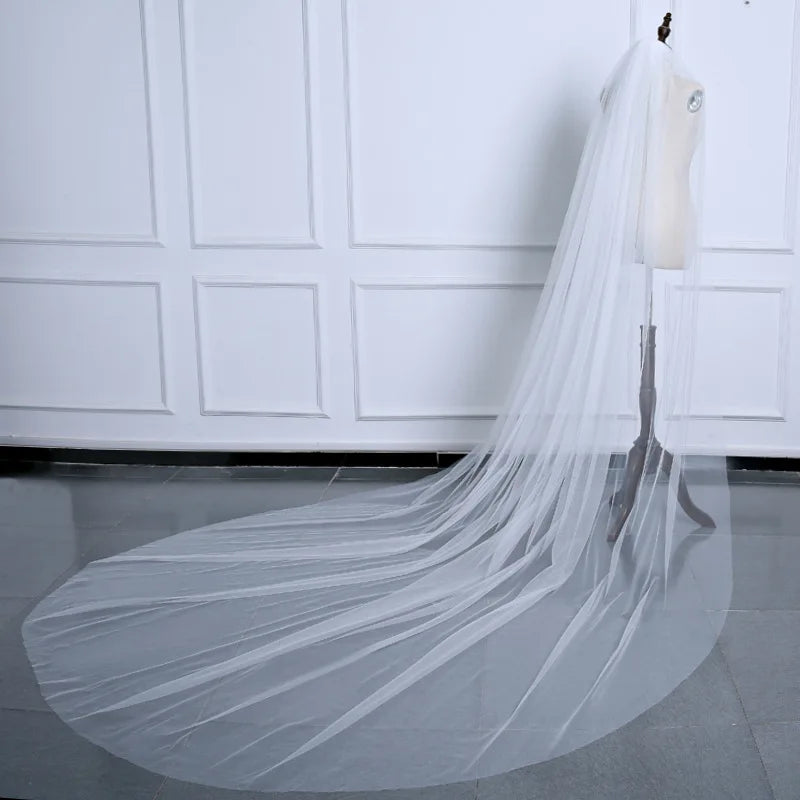 Wholesale White Ivory Cheap 3 Meter Cathedral Wedding Veil One-layer Long Cut Edge Bride Veils 2024