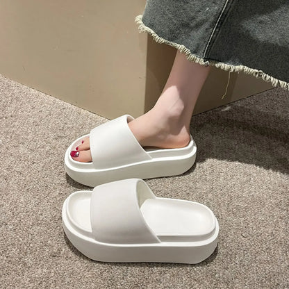 6cm New Thick Sole EVA Slippers for Women Fashion Home Platform Slippers for Summer Outwear Non Slip Elevated Slippers for Women