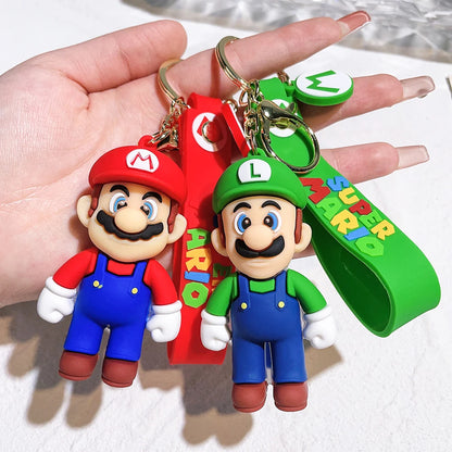 Super Mario Bros 3D Cartoon Keychain Accesorios Schoolbag Pendant Key Bag Decoration Collection Ornament Kids Toys Birthday Gift