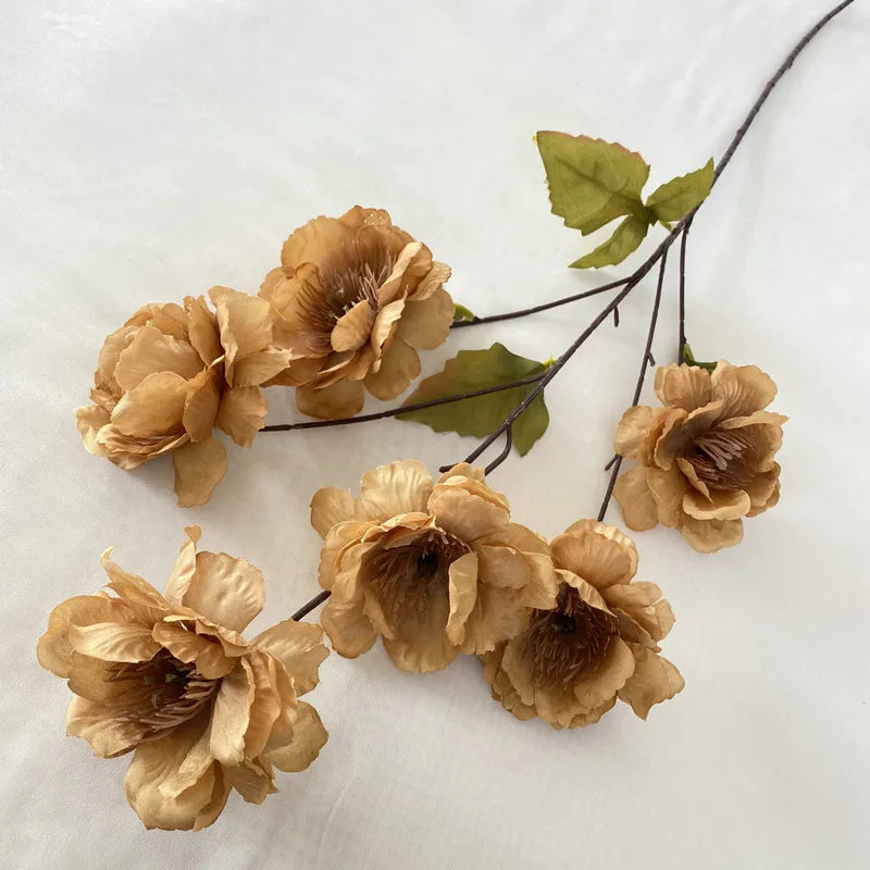 Coffee Brown Series Wedding Flower Hotel Ceiling Props Artificial Bouquet Vintage Autumn Milk Tea Fake Flowers