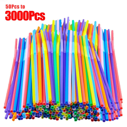 50-3000PCS Colorful & Black Drinking Kunststof Straws Bar Party Wedding Kitchen pajitas plastique Beverage Straw Wholesale