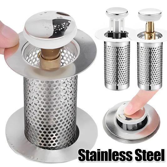 Stainless Steel Floor Drain Filter Washbasin Plug Anti Odor Pop-Up Bounce Core Basin Stopper Hair Catcher Shower Sink Strainer