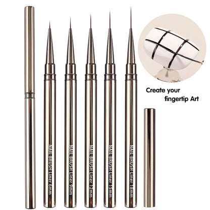 Nail Liner DIY Drawing Painting Flower Line Stripes Pen 6/9/12/15/18mm Metal Handle Nail Art Brush with Cover Nail Brushes